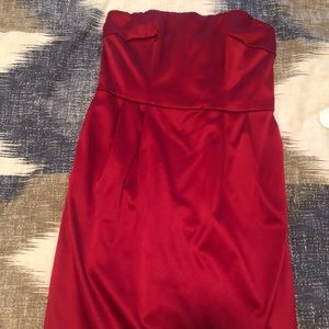 Express Studio red sheen strapless dress